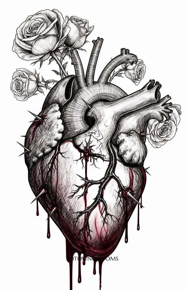 Ink Sketch Heart of Thorns