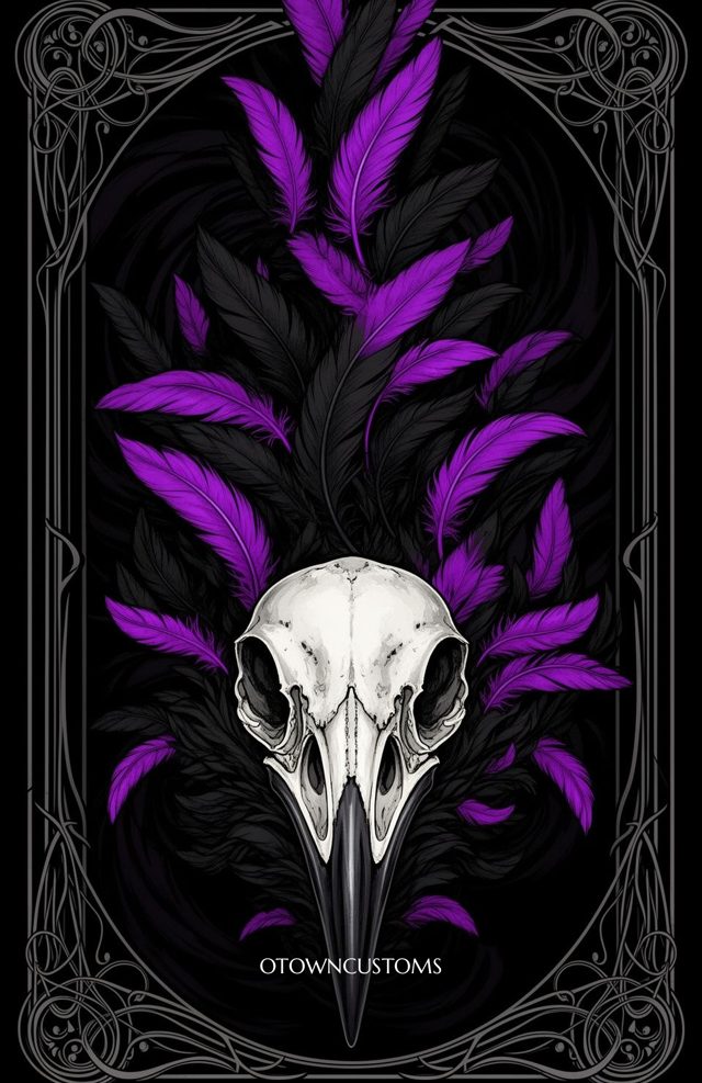 Gothic Skull Feathers Omen