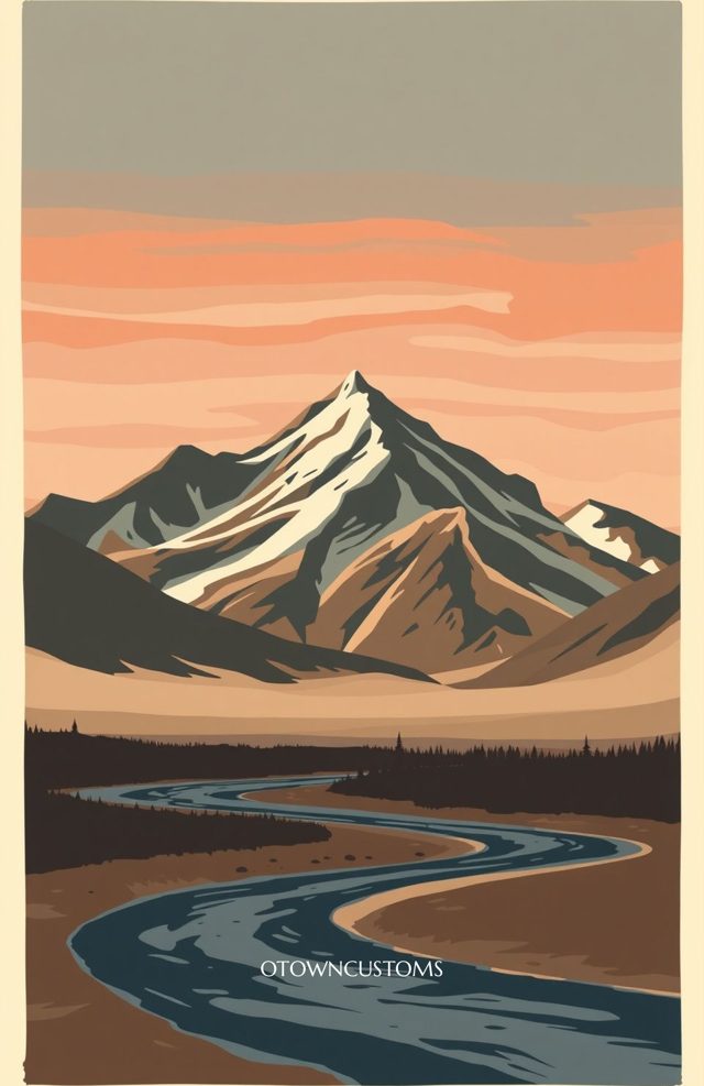 Minimalist Landscape Denali Glacial River Braid