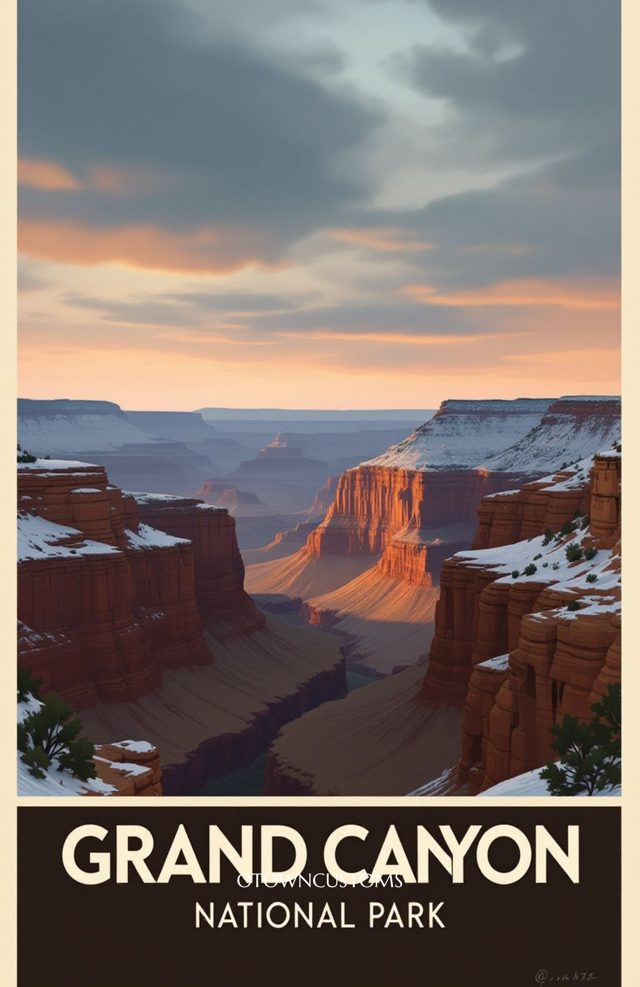 Vintage Travel Poster North Rim Snow