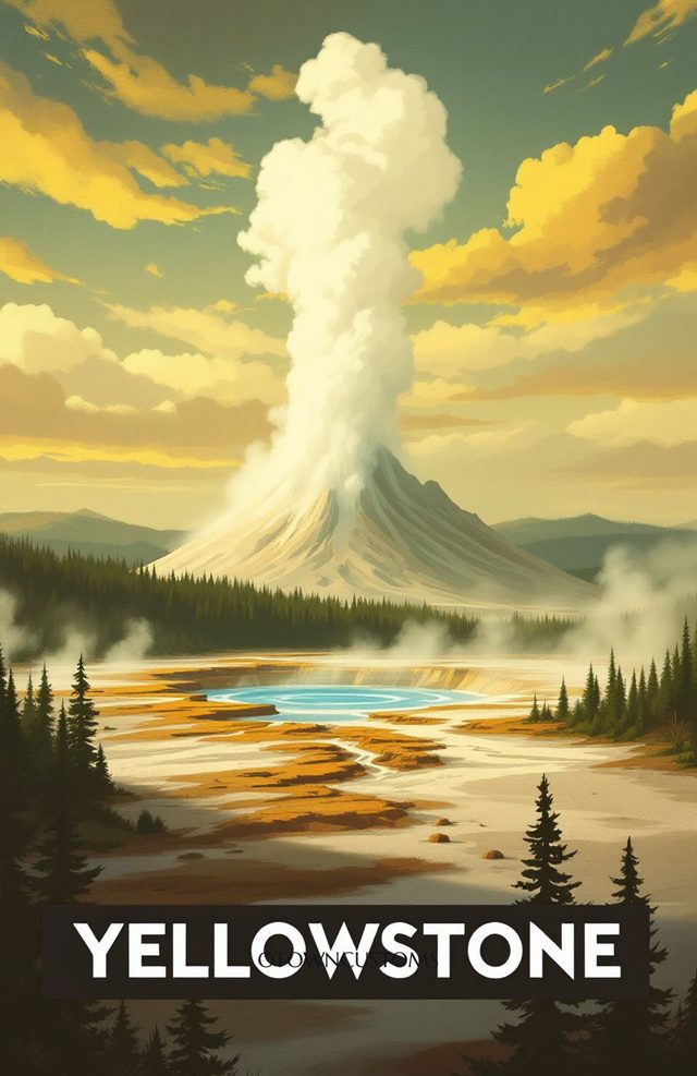 Vintage Travel Poster Norris Geyser Basin