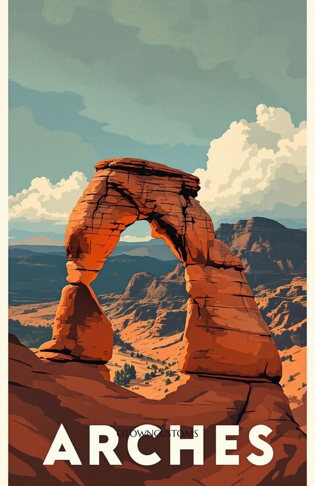 Vintage Travel Poster Landscape Arch