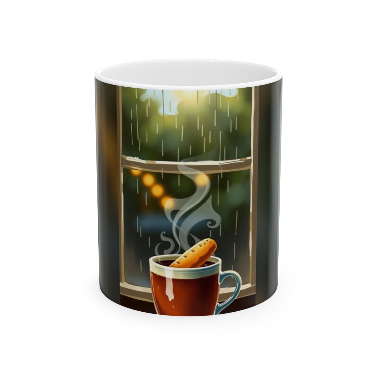 Rainy Window Coffee — Art Mug