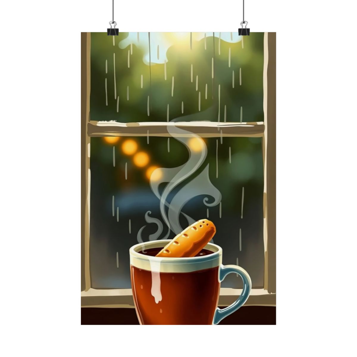 Rainy Window Coffee — Art Poster