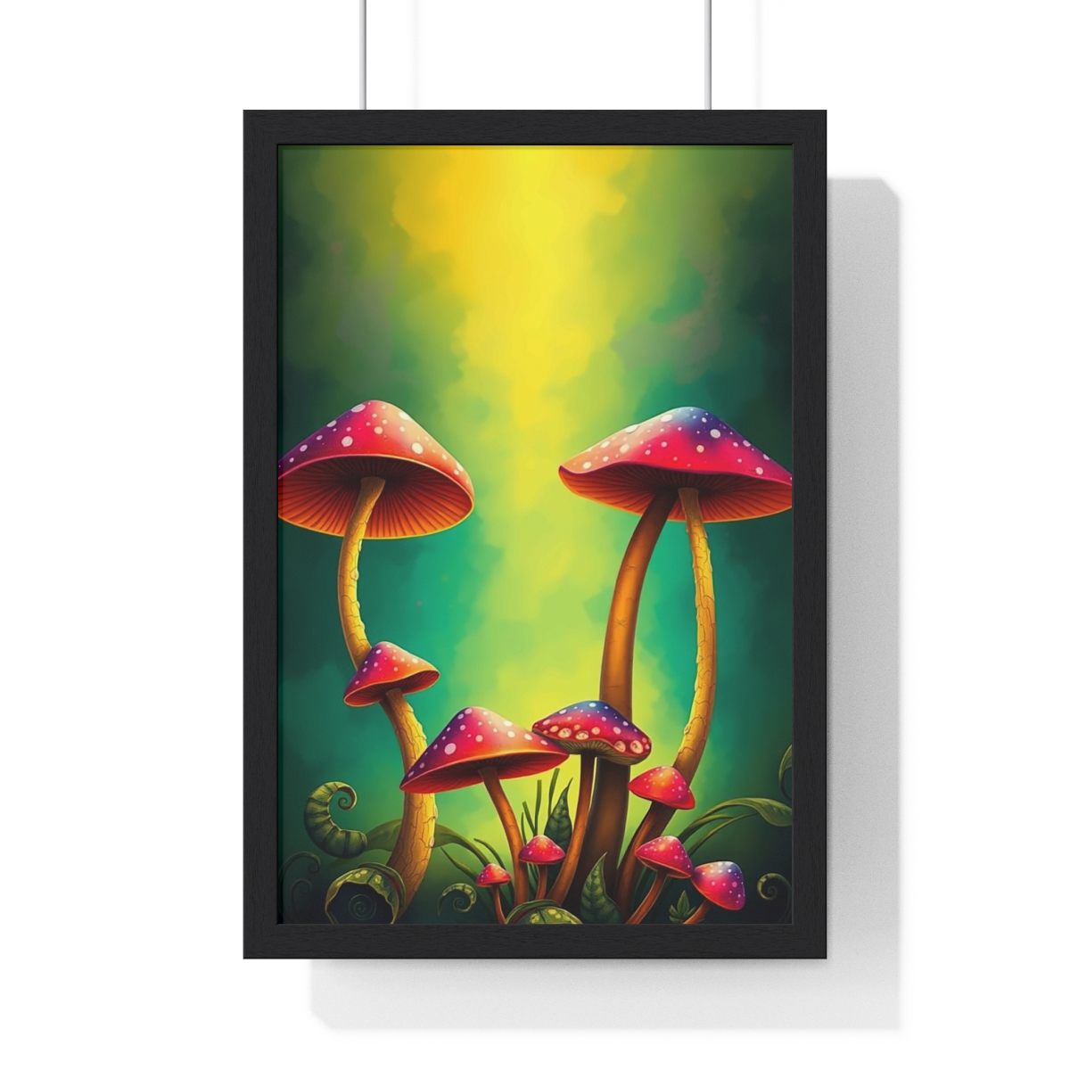 Glowing Mushroom Grove — Framed Poster