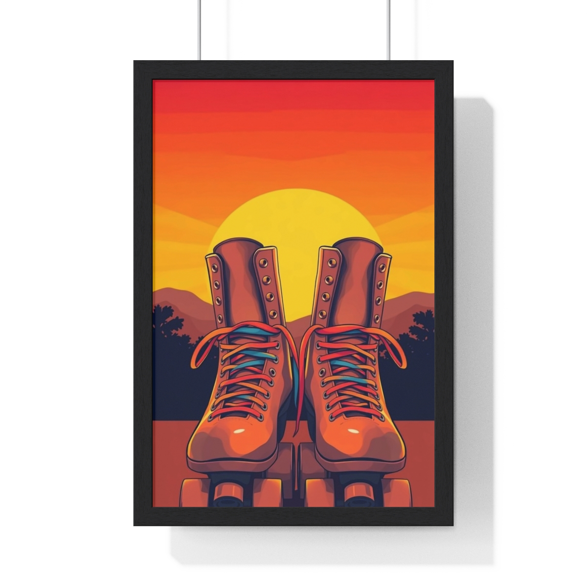Sunset Roller Skates — Framed Poster