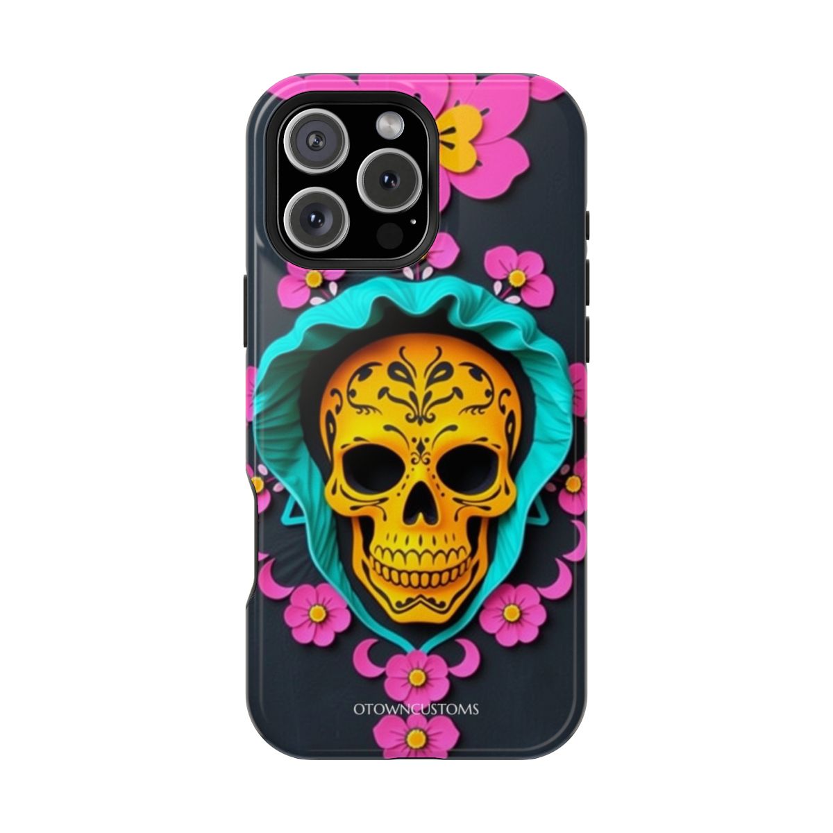 Marigold Skull Teal Papel Picado