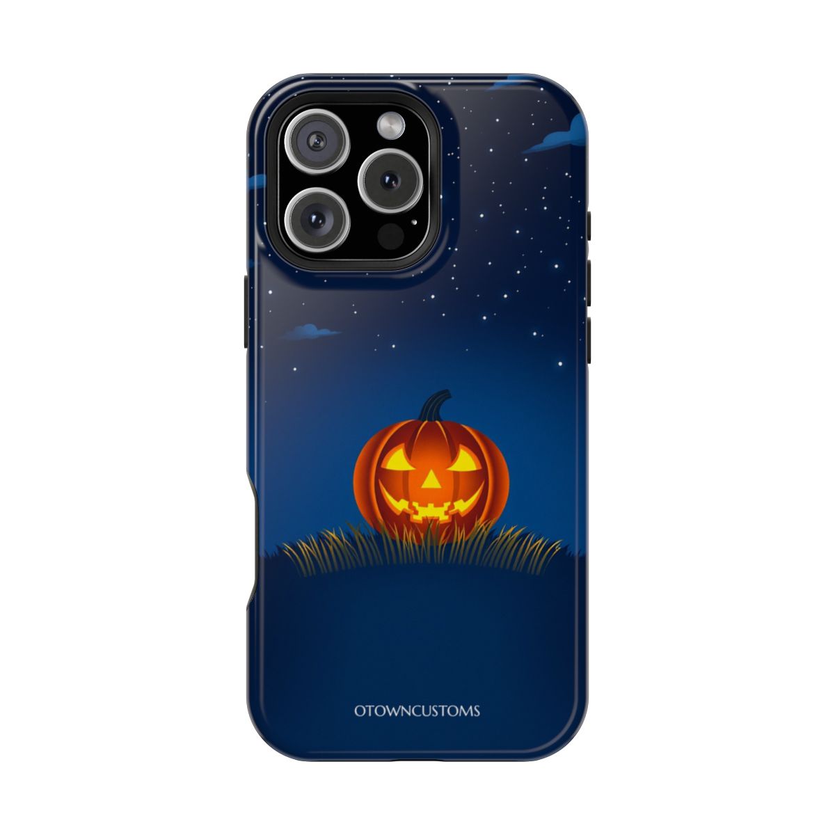 Glowing Jack-O-Lantern in Moonlit Field