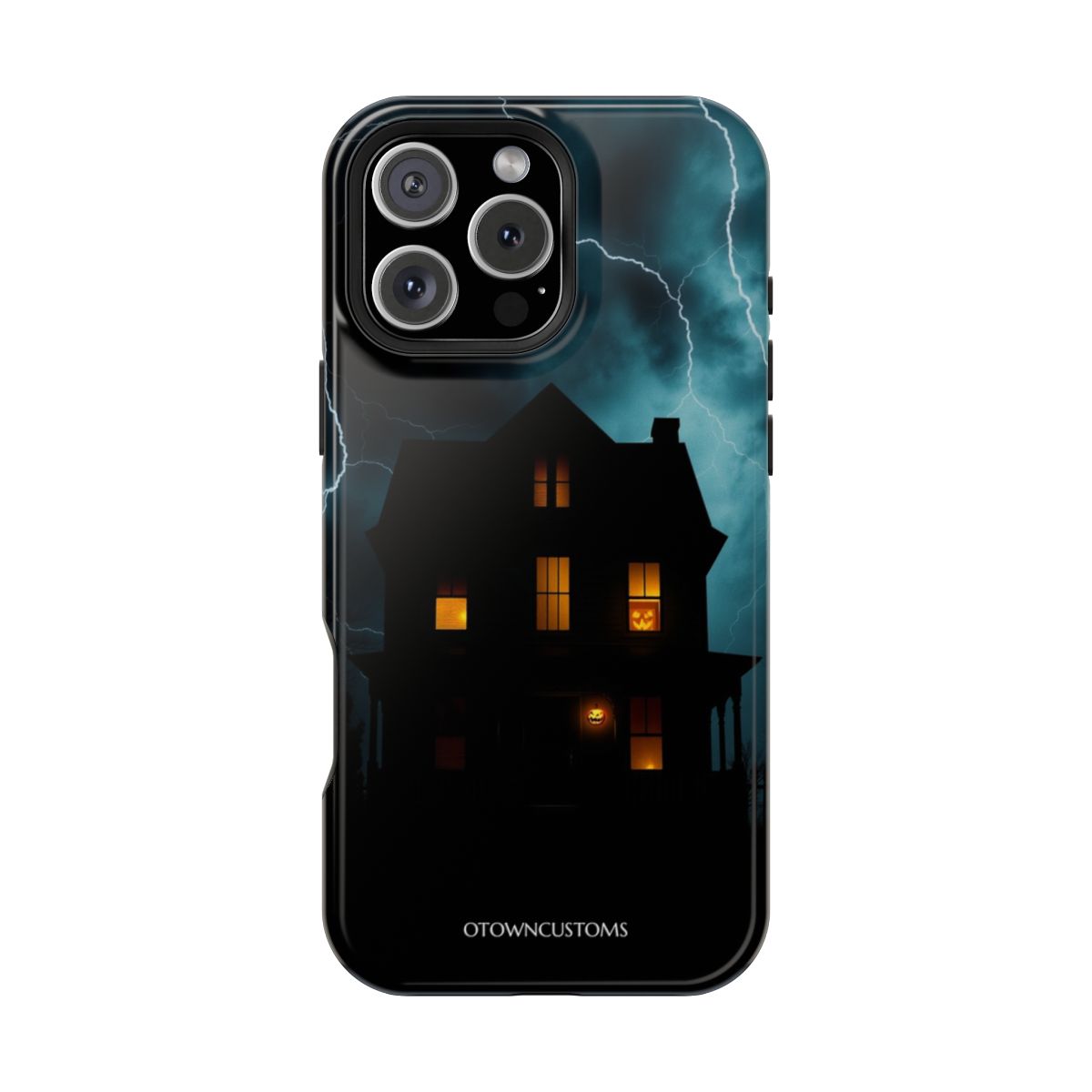 Haunted House Silhouette with Pumpkin