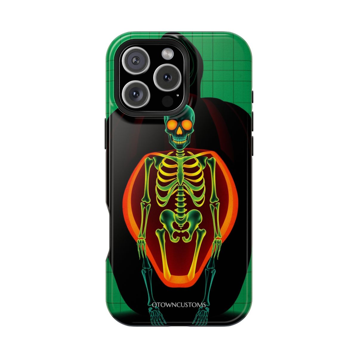 Pumpkin with Glowing X-Ray Skeleton