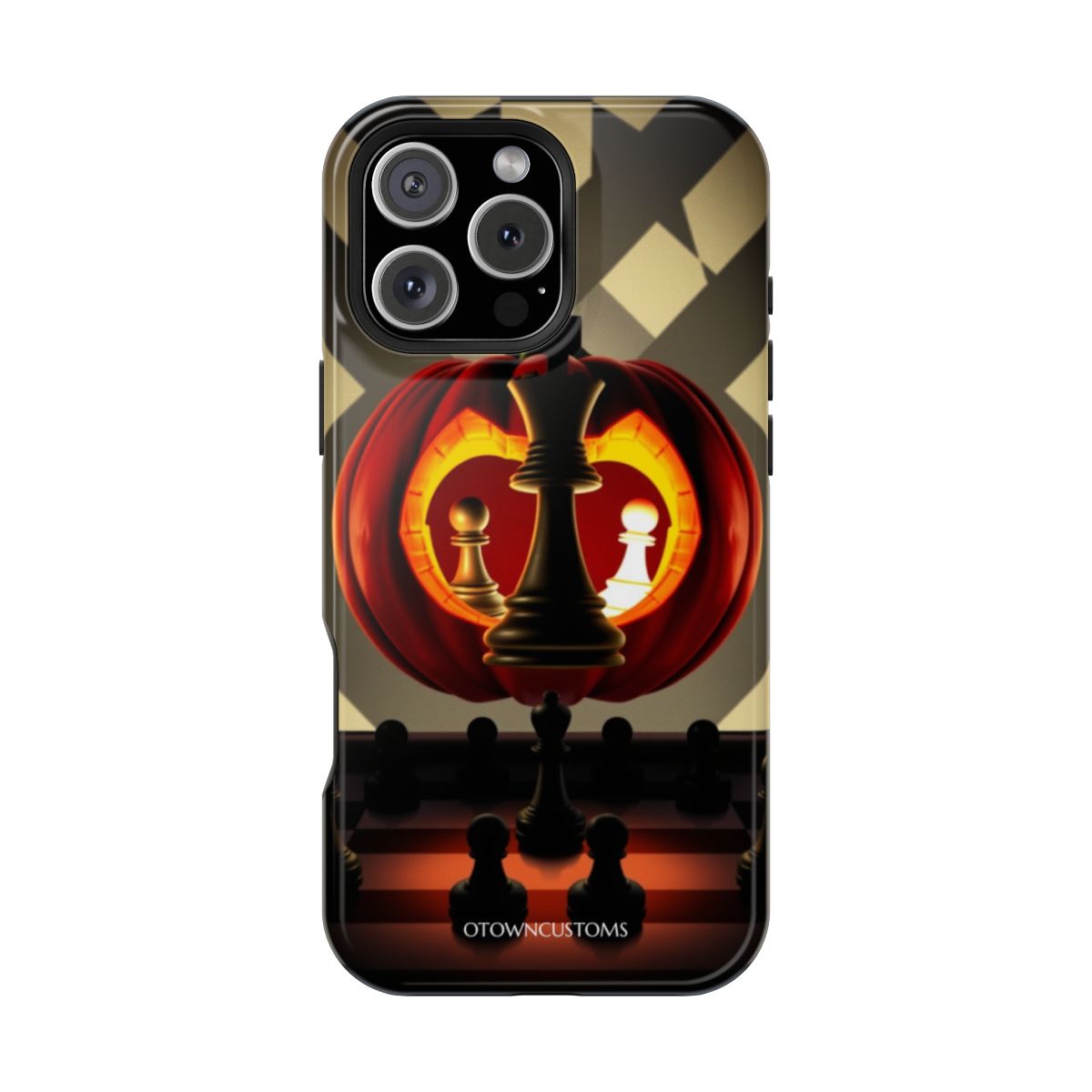 Pumpkin with Glowing Chess Pieces