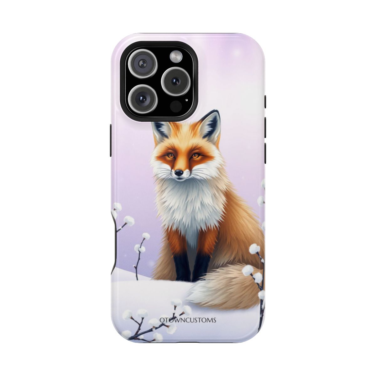 Digital Painting Arctic Fox Winter Bloom