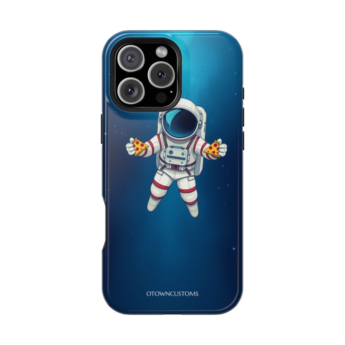 Cartoon Astronaut Floating Pizza