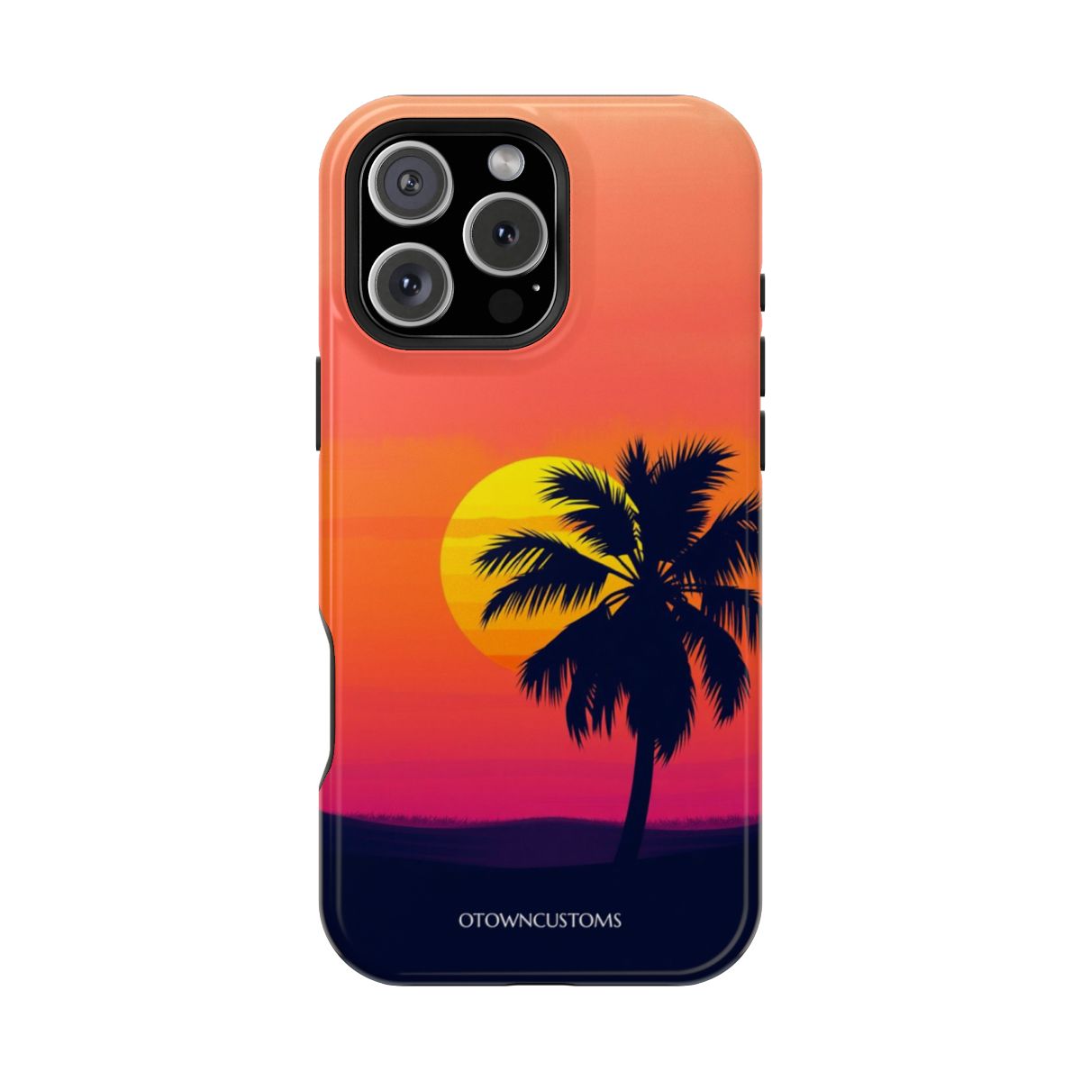 Retro Sunset Palm Silhouette