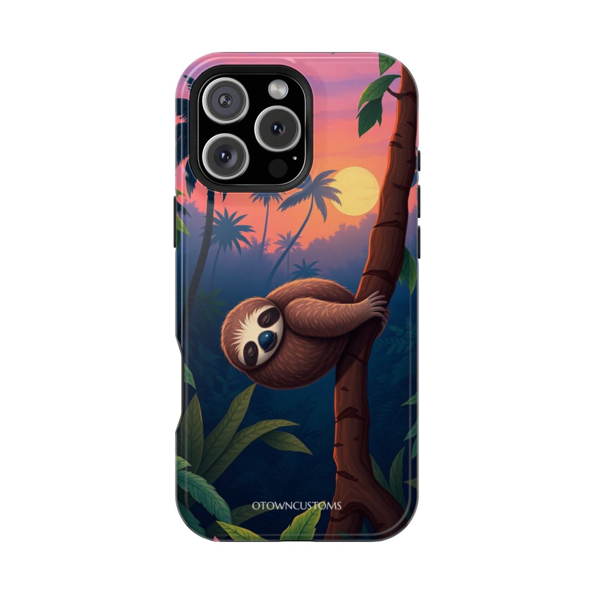 Cute Sleepy Sloth Tropical Sunset Rainforest