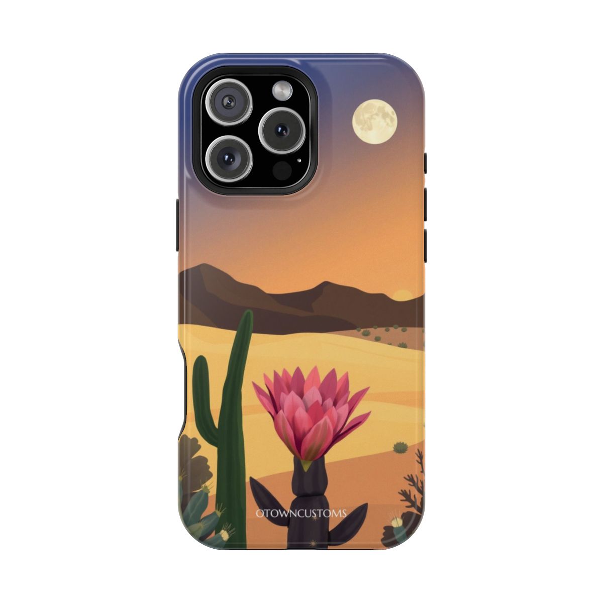 Desert Scene Cactus Blossom Moonrise