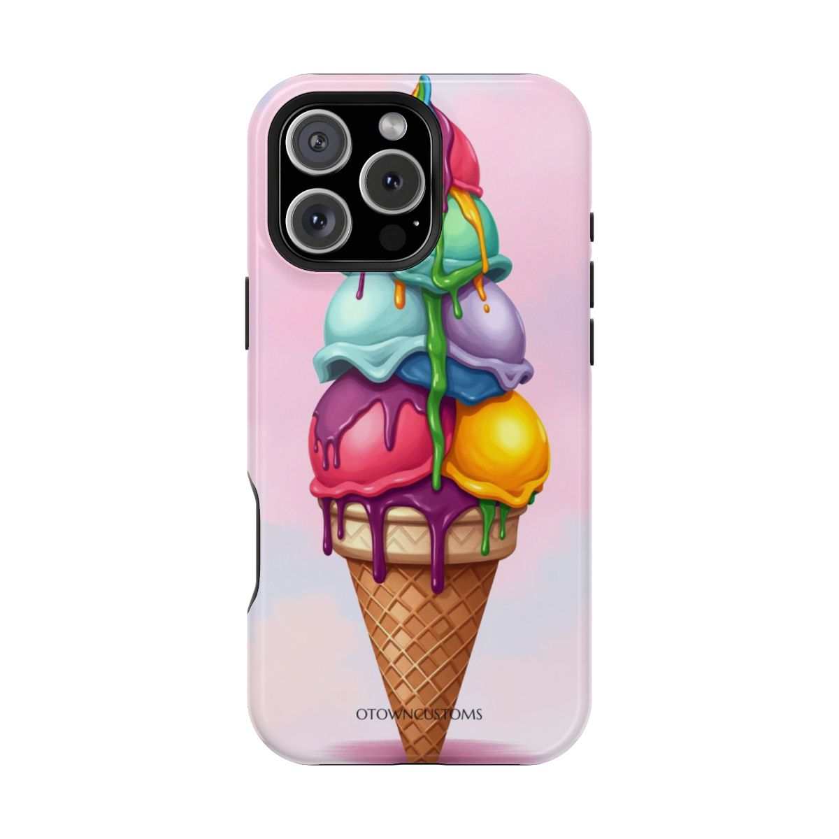 Rainbow Ice Cream Drizzle Vibrant Cartoon