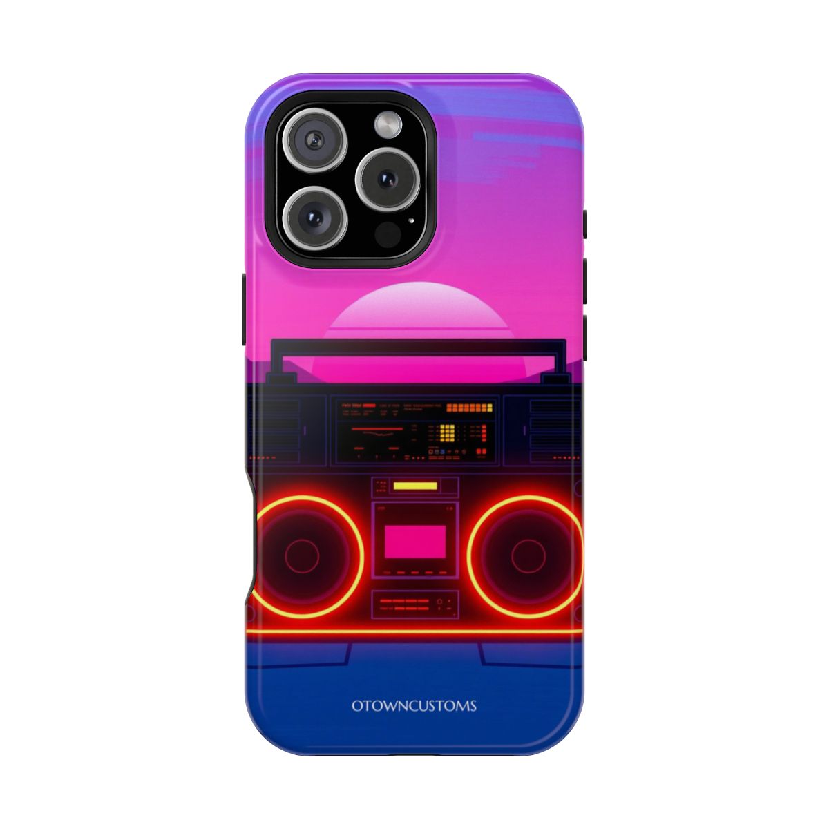 80s Synthwave Art Retro Boombox Sunset
