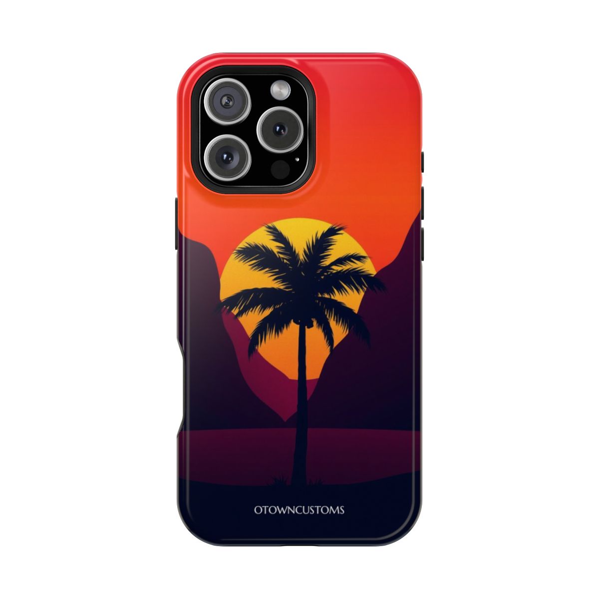 Minimalist Sunset Retro Palm Silhouette