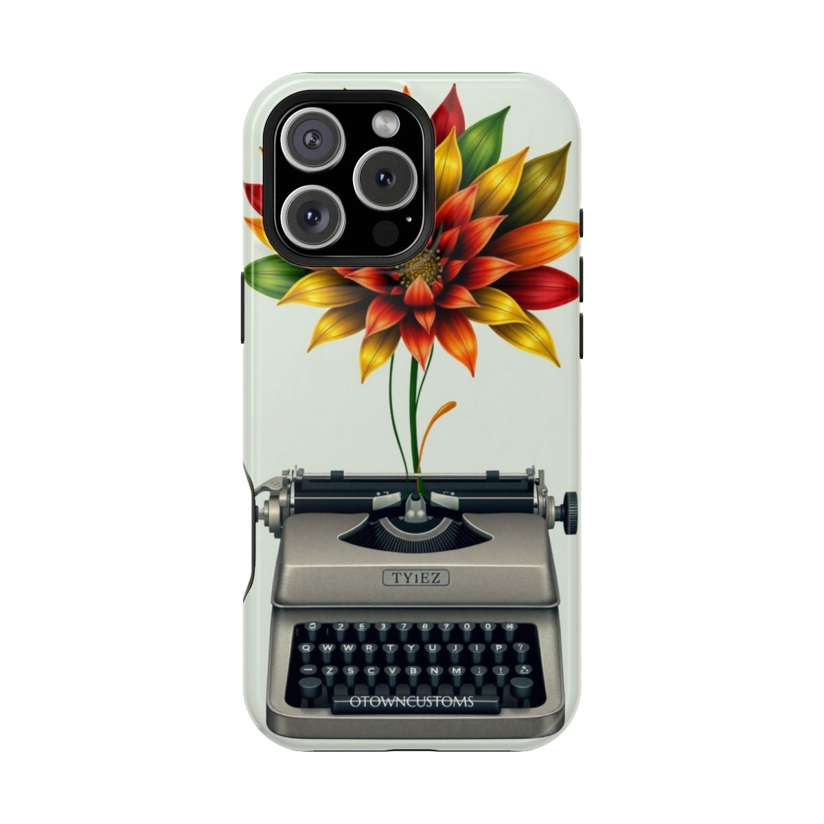 Vintage Typewriter Flower Ink Bloom