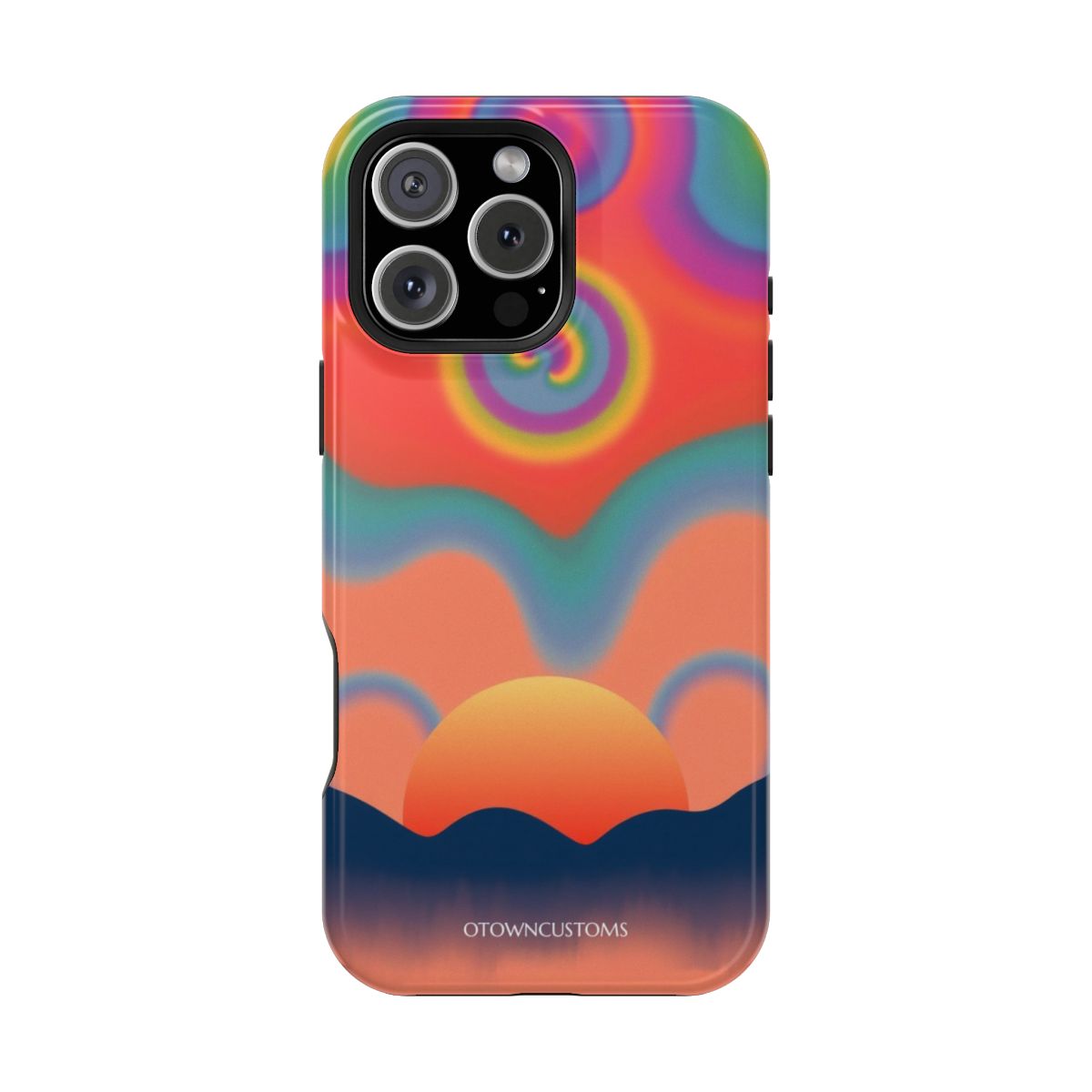 Retro Rainbow Swirl Psychedelic Sunset
