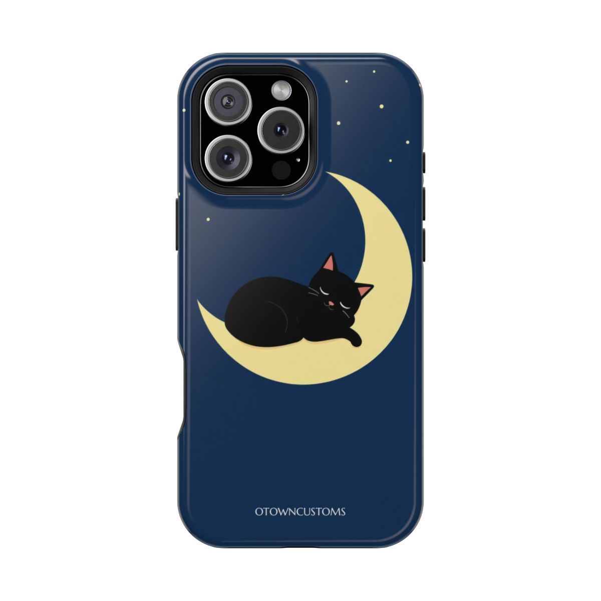 Crescent Moon Cat Nap Minimalist Cartoon