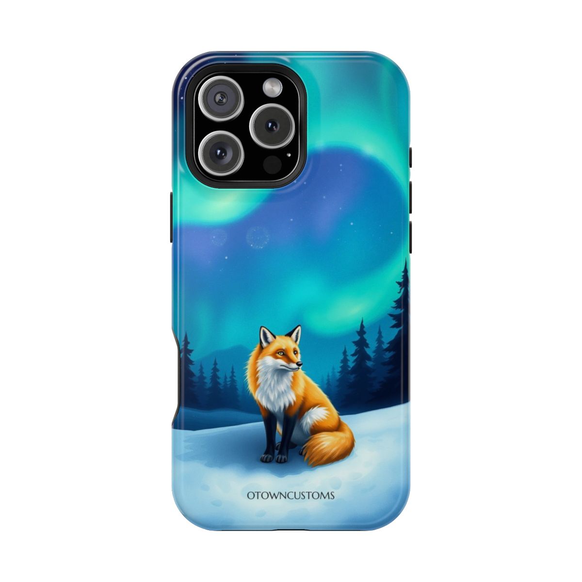 Whimsical Arctic Northern Lights Fox