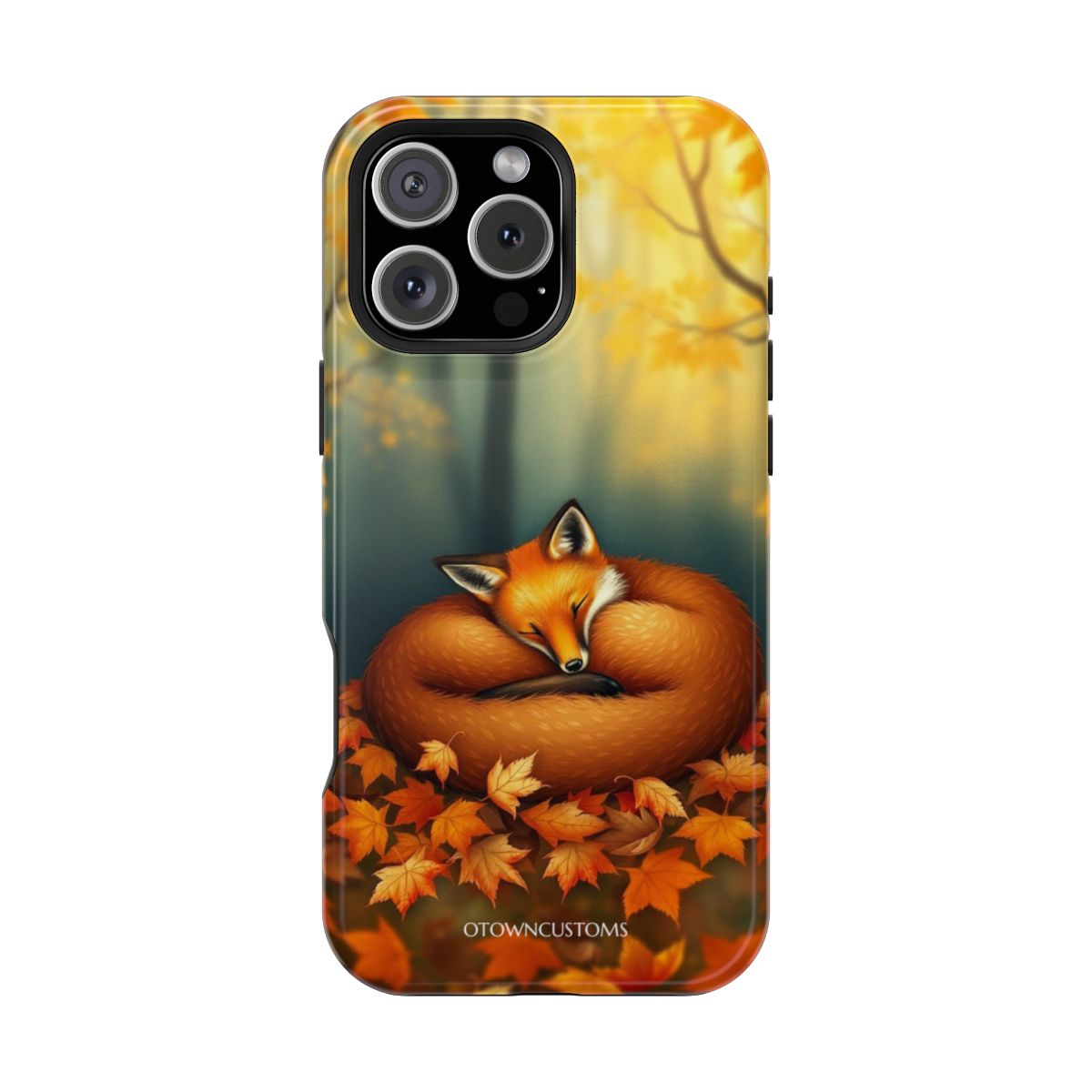 Autumn Fox Sleeping Under Leaves