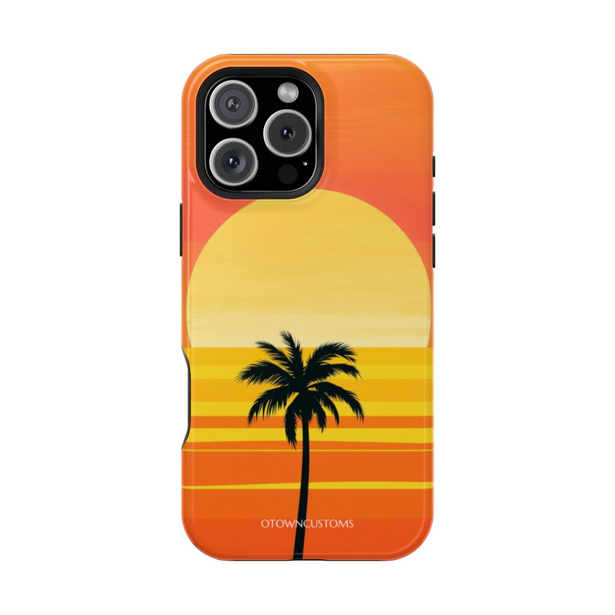 Retro Sunset Palm Silhouette Coastal