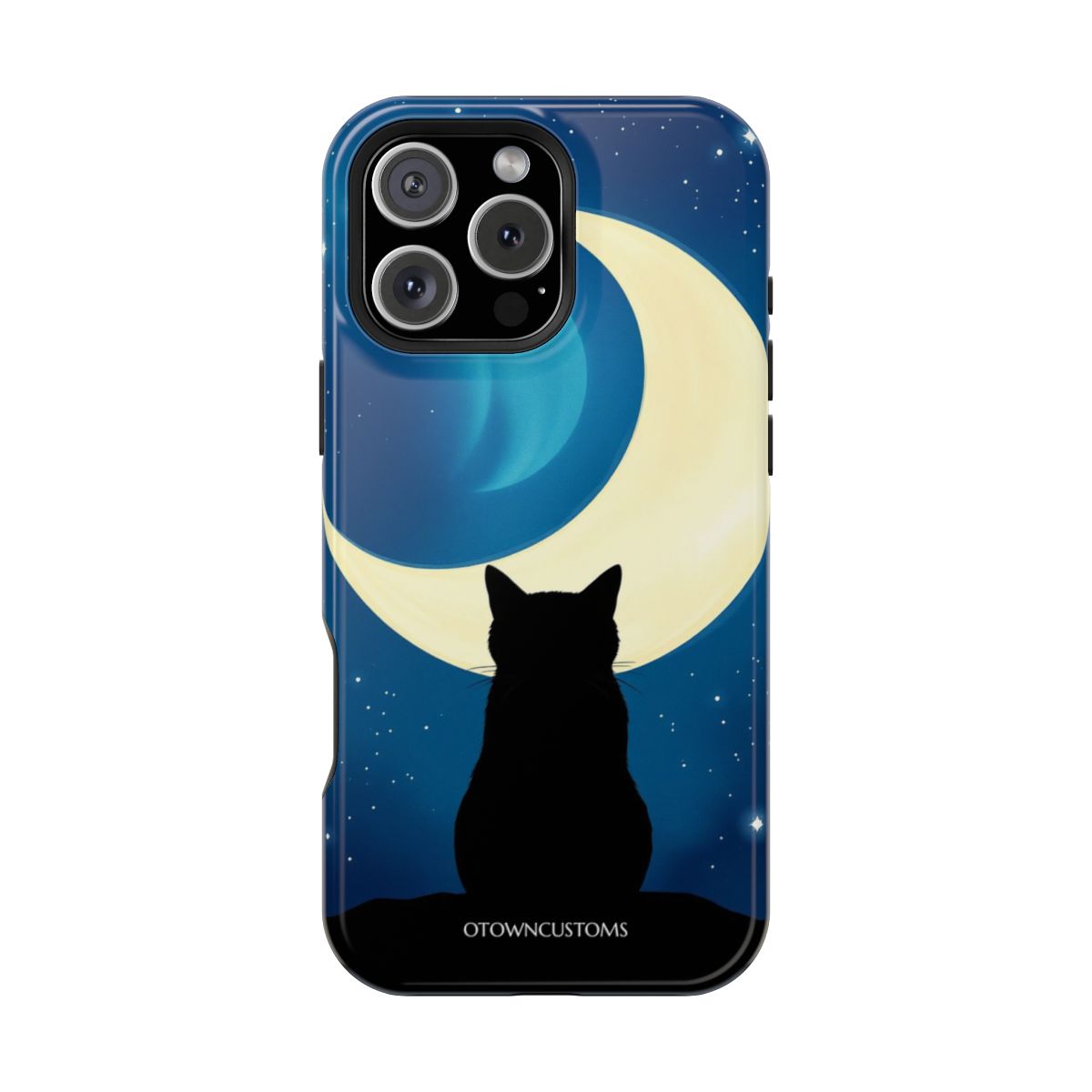 Crescent Moon Feline Silhouette