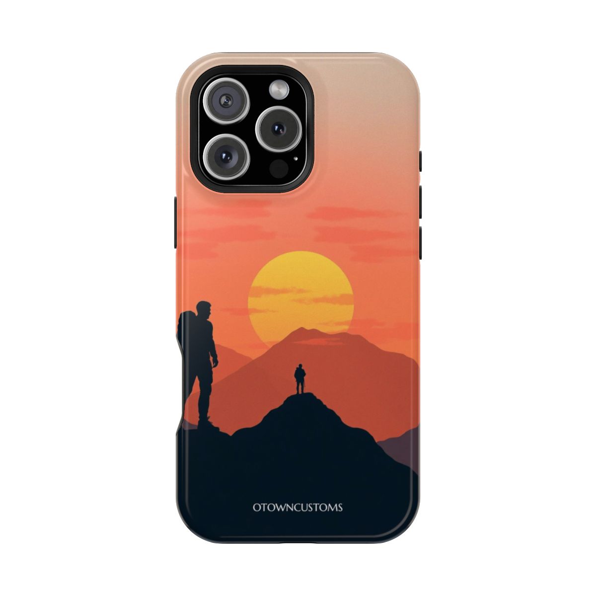 Mountain Hiker Sunset Phone Case Minimalist Silhouette