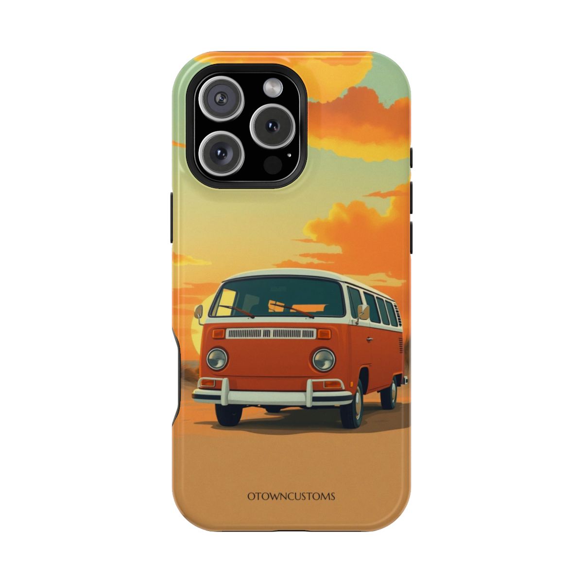 Retro Groovy Sunset Art Phone Case Beach Scene