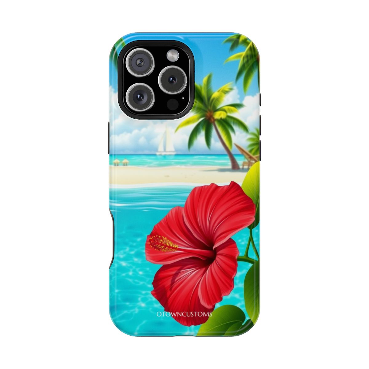 Tropical Beach Hibiscus Scene