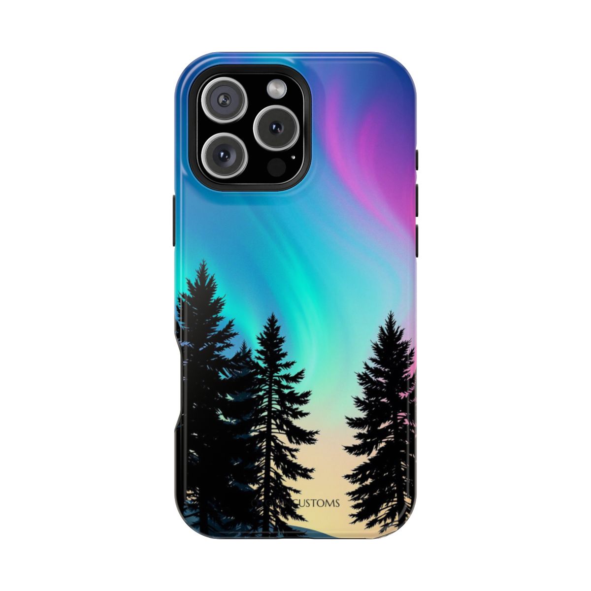 Aurora Borealis Forest Silhouette
