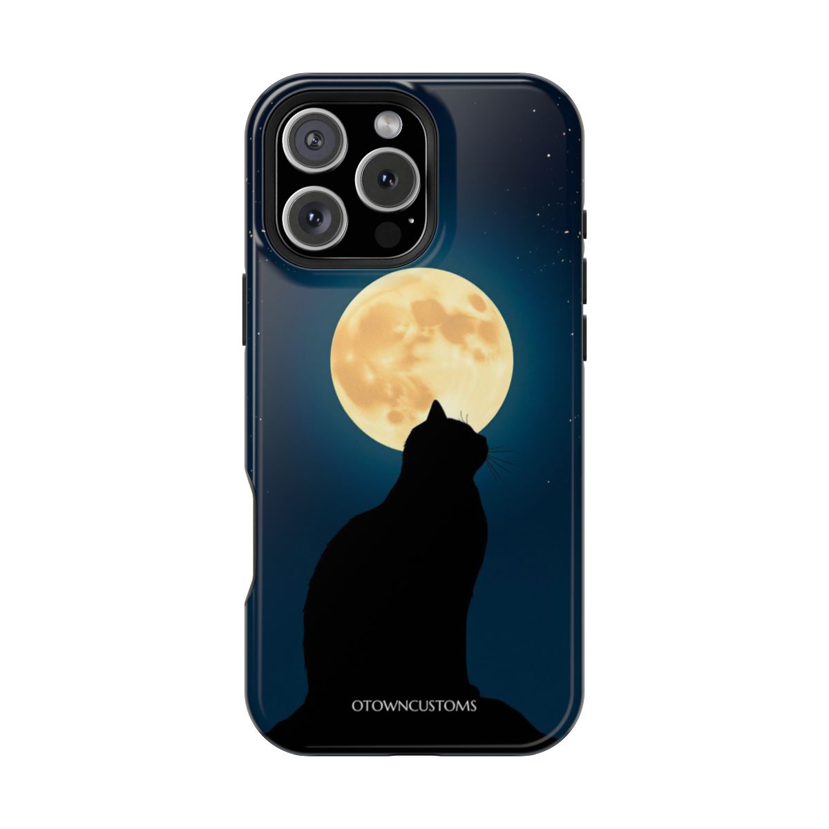 Silhouette Moon Cat Mystical Black Gaze