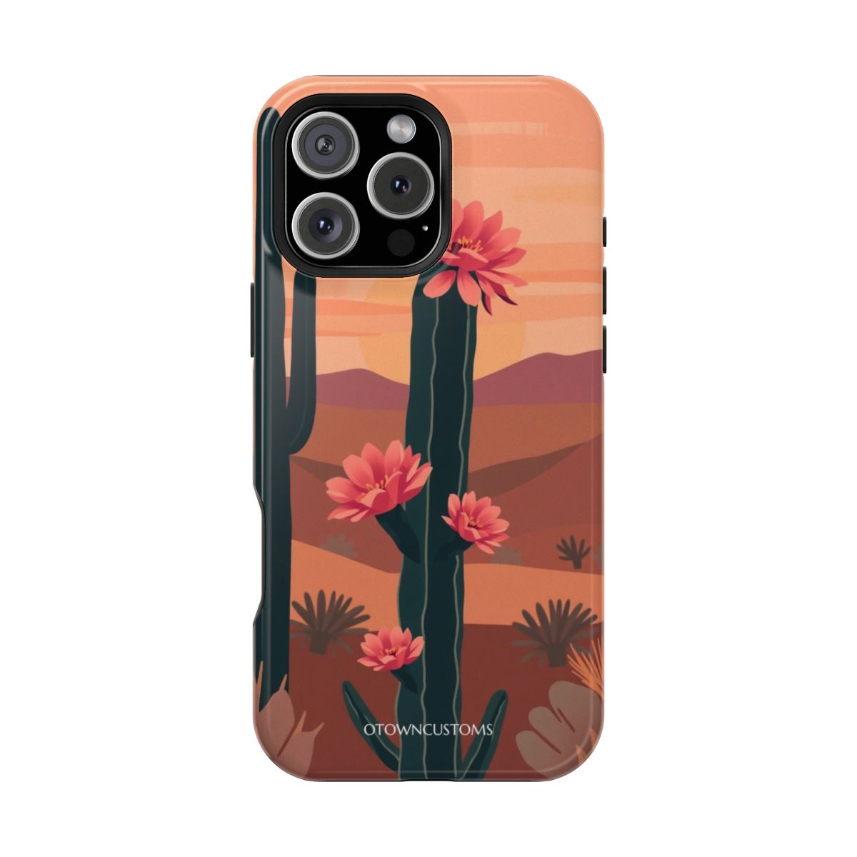 Geometric Desert Cactus Bloom Flat Design