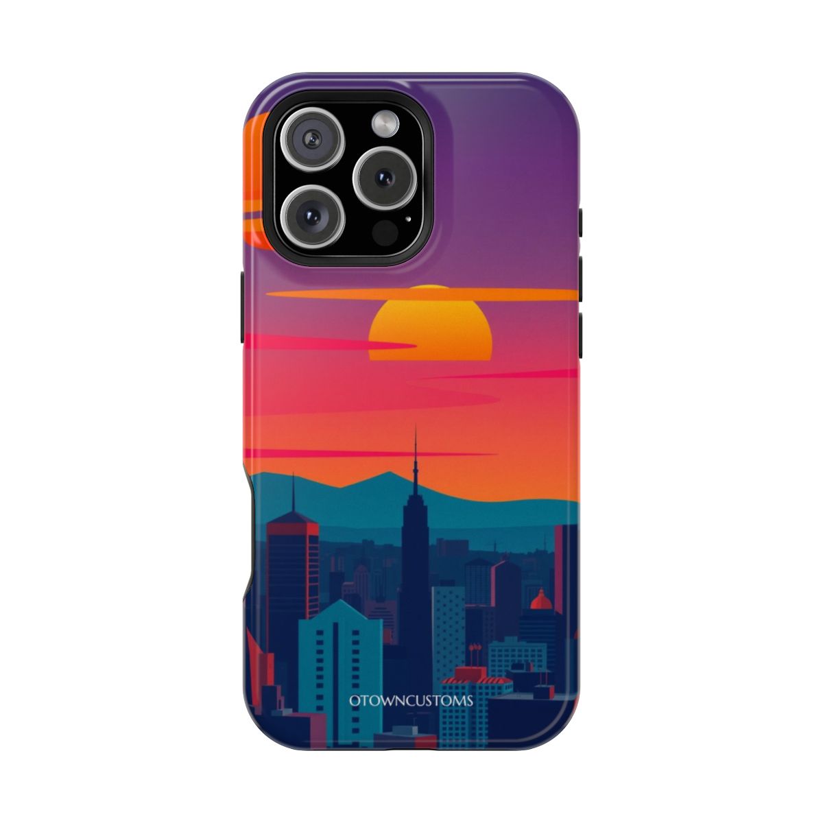 Retro Cityscape Sunset Phone Case Geometric Pop Art
