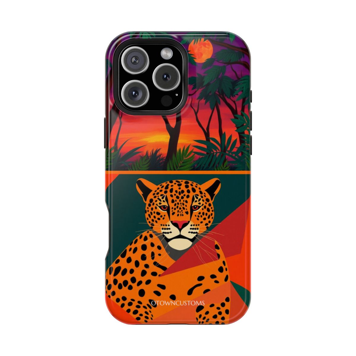 Vibrant Jungle Leopard Phone Case Geometric Dusk For iPhone Samsung
