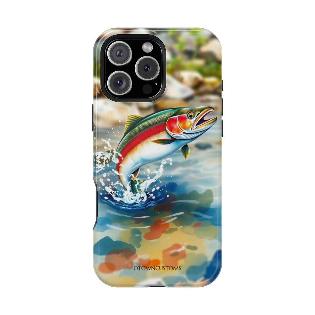 Artistic Fish Jump Rainbow Trout River Stream
