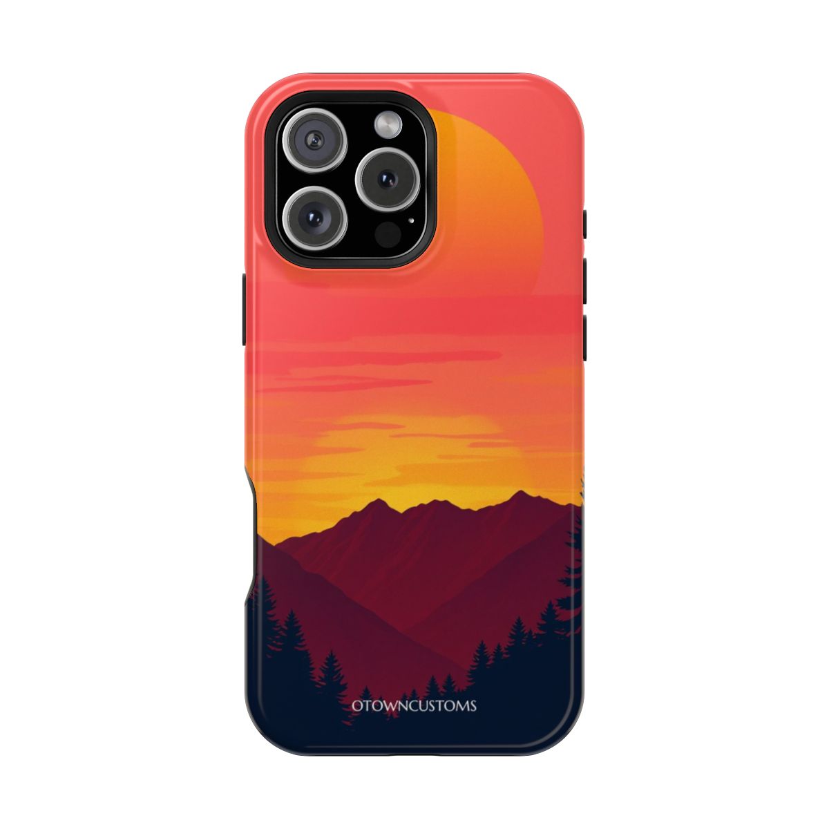 Minimalist Sunset Mountains Retro Shield