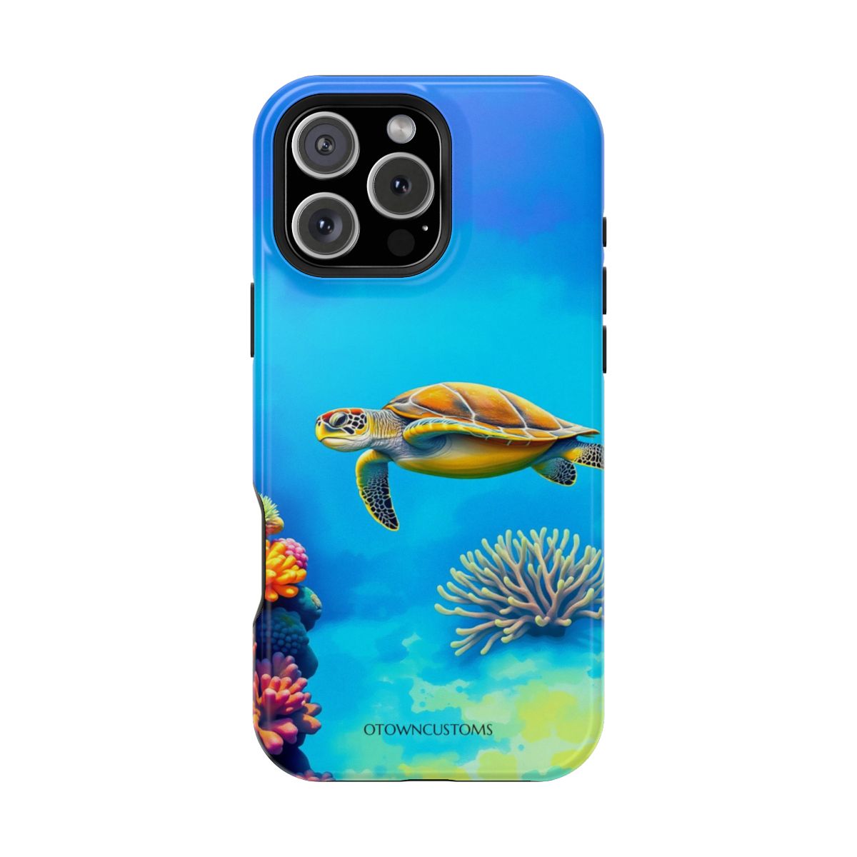 Vibrant Watercolor Sea Turtle Coral