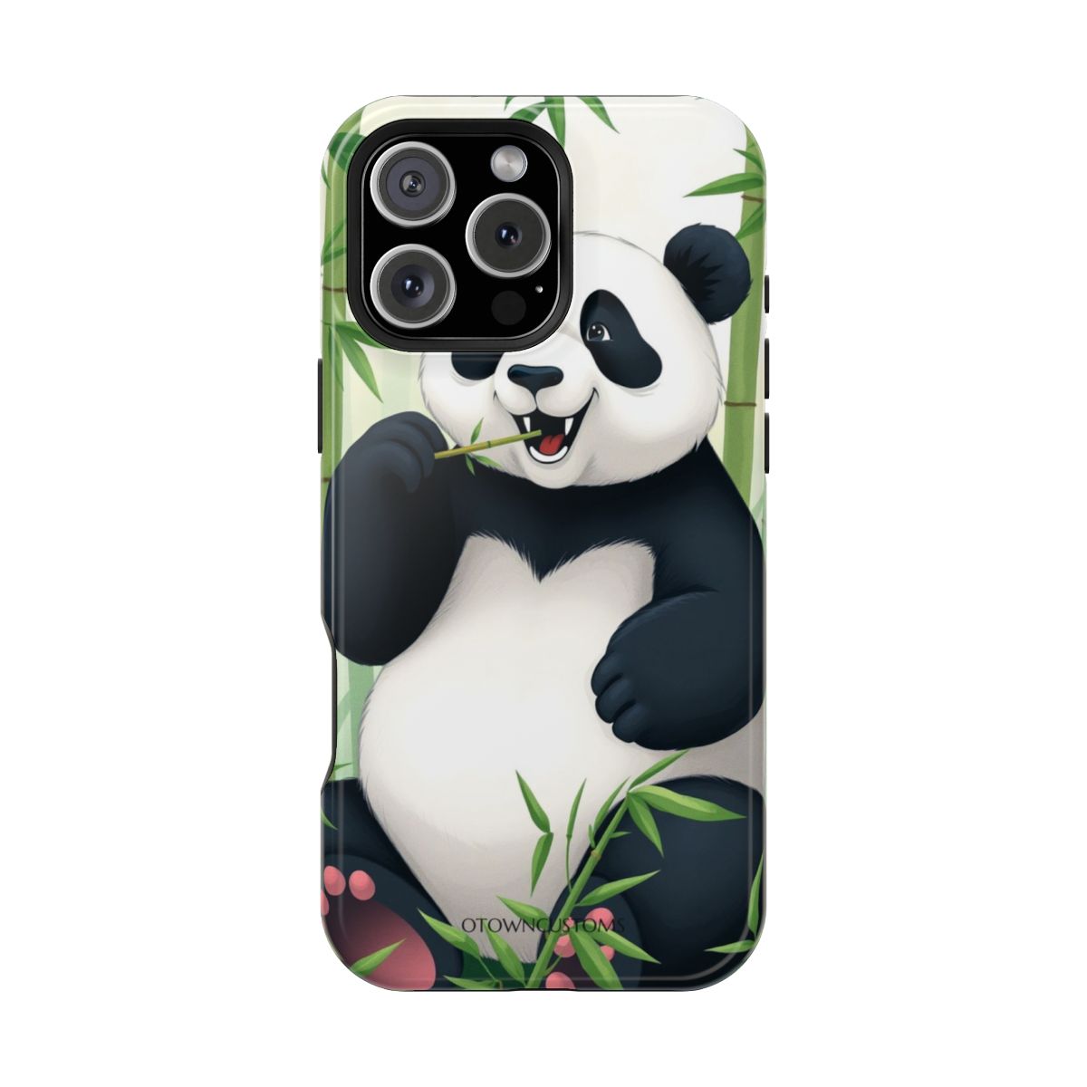 Playful Panda Eating Bamboo Cartoon