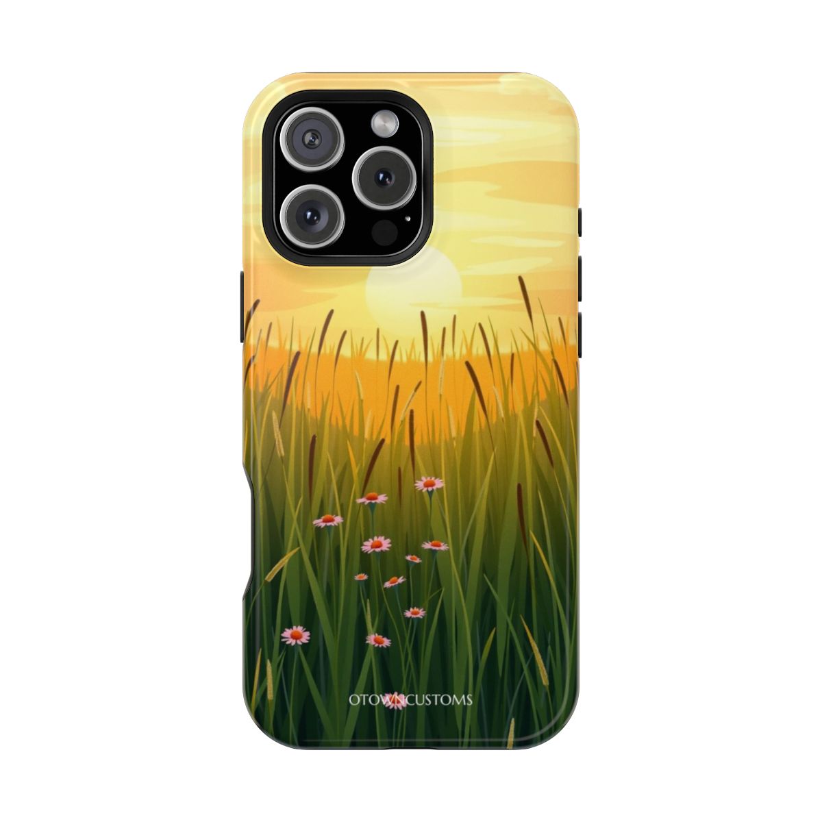 Golden Hour Grassy Meadow Stylized Prairie Sunset