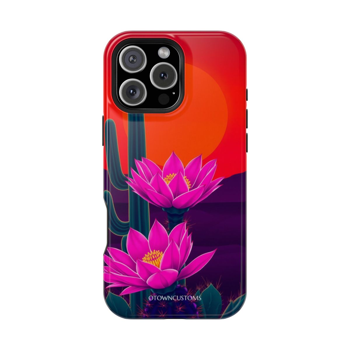 Neon Cactus Bloom Desert Sunset