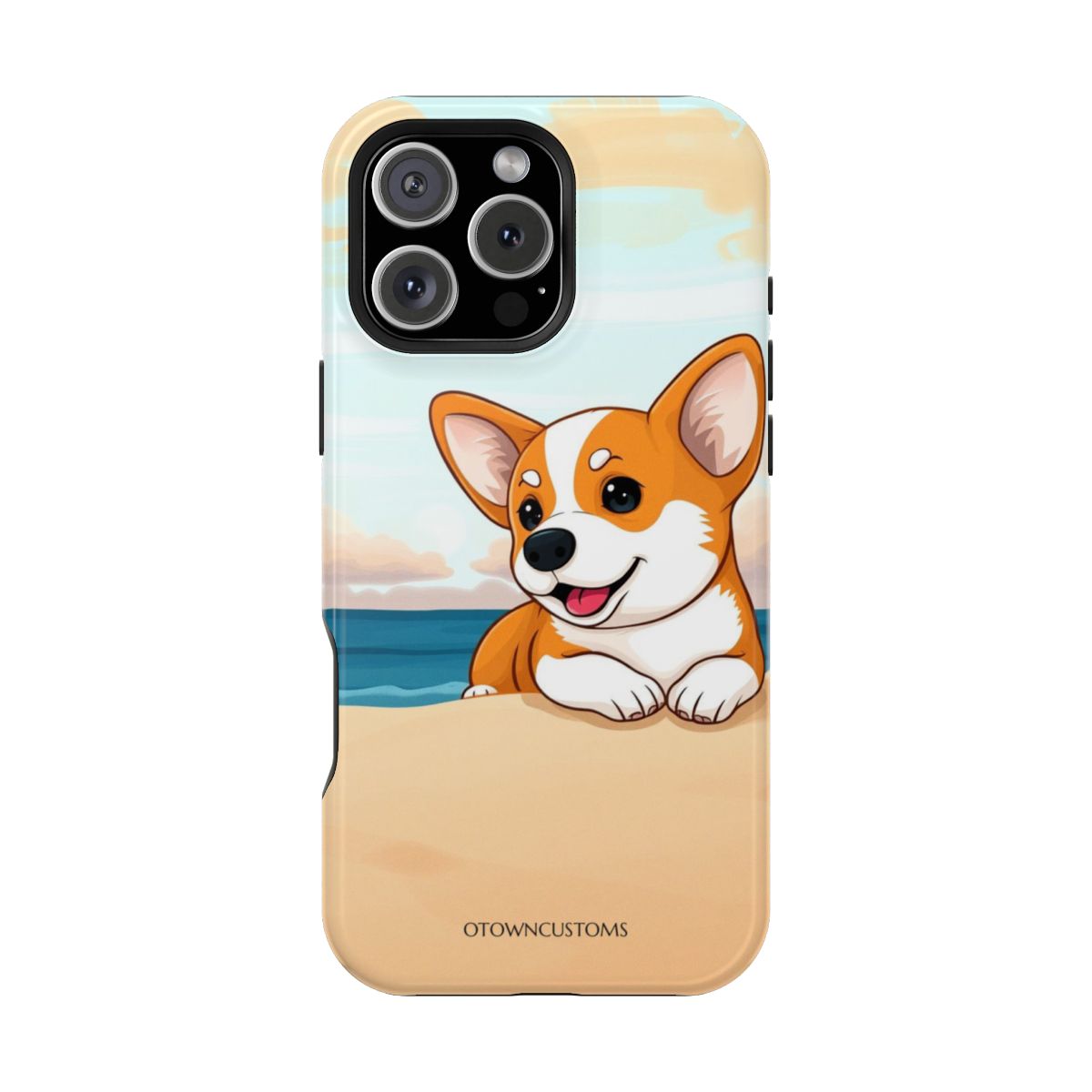Corgi Beach Vacation Cartoon