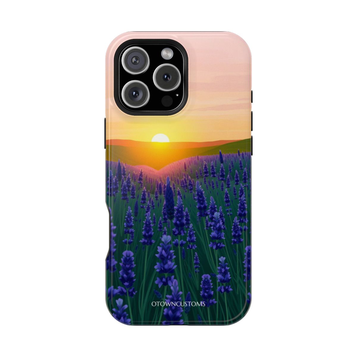 Stylized Lavender Field Golden Hour Landscape
