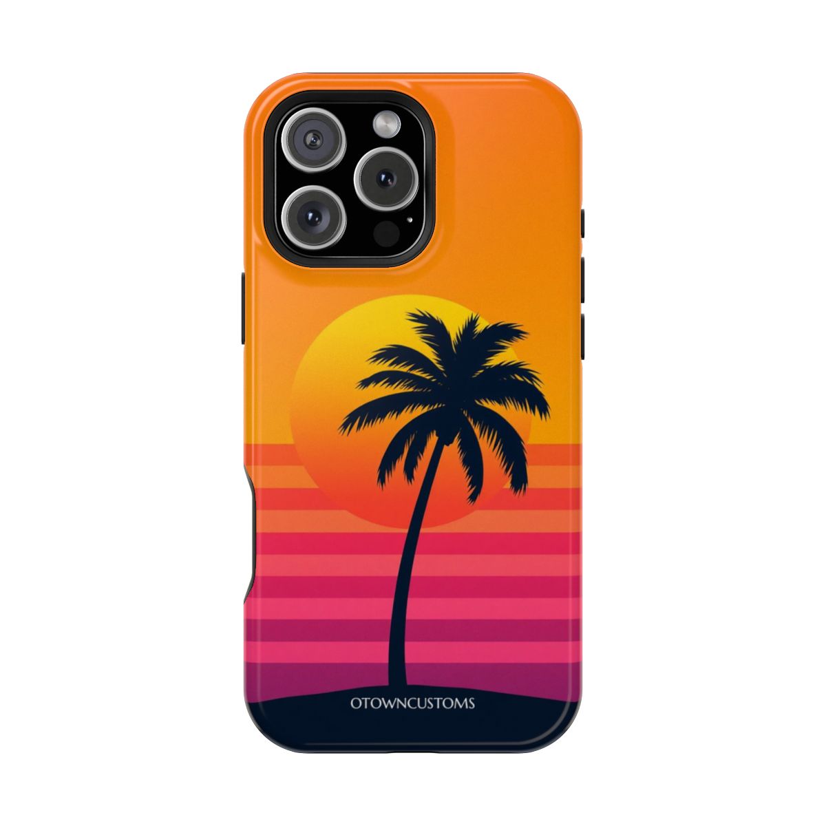 Retro Sunset Palm Silhouette Coastal