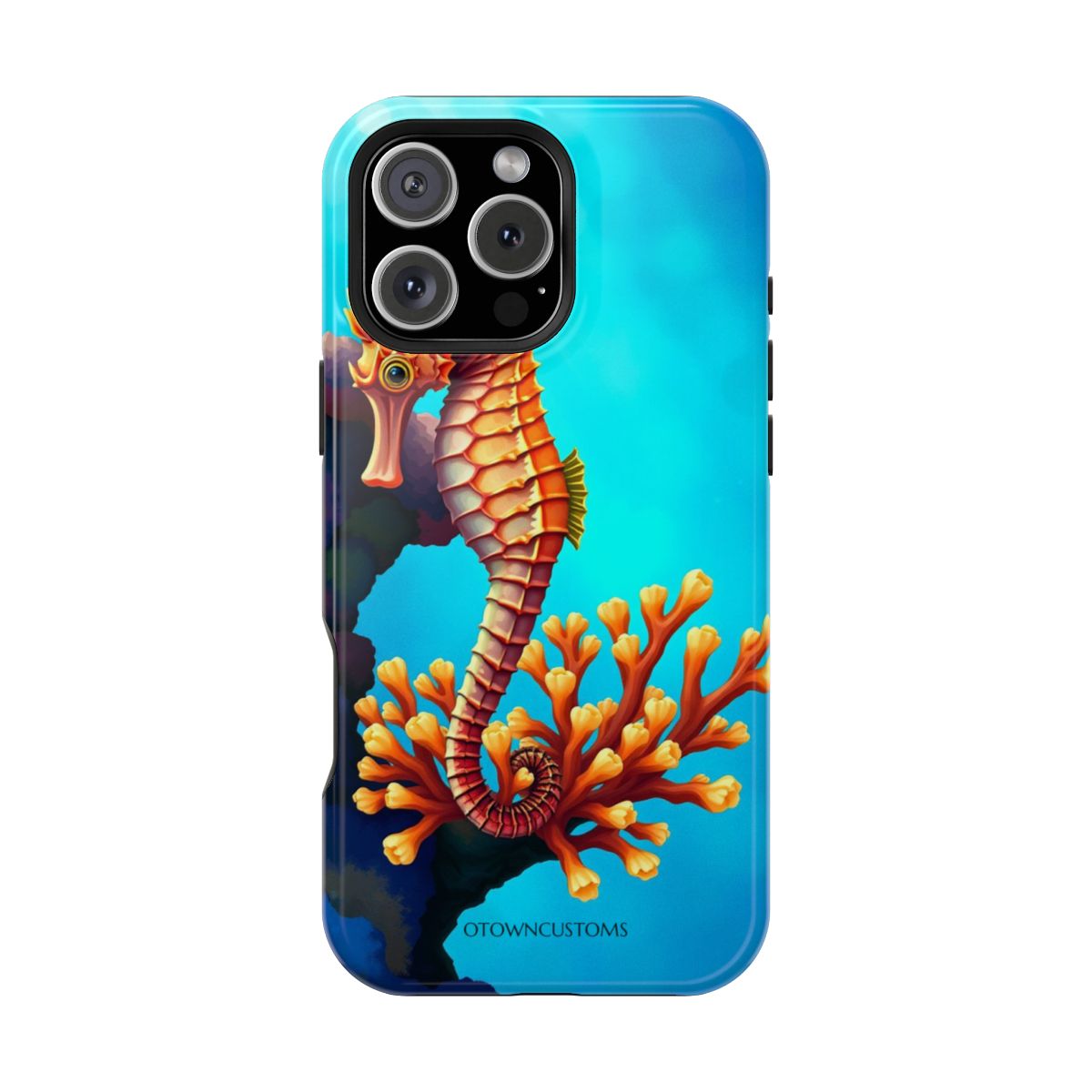 Vibrant Digital Art Seahorse Coral
