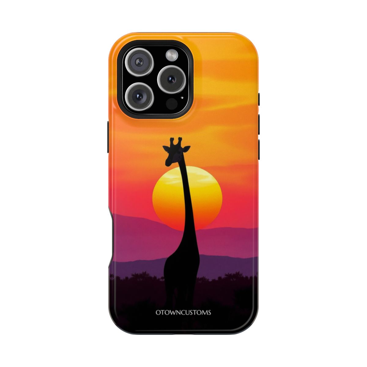 Sunset Silhouette Giraffe African Plains