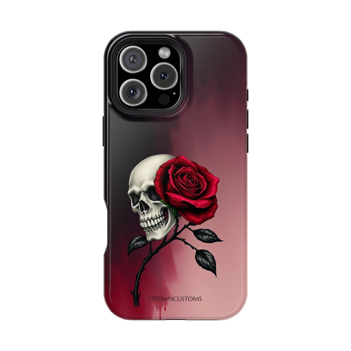 Gothic Skull Crimson Rose